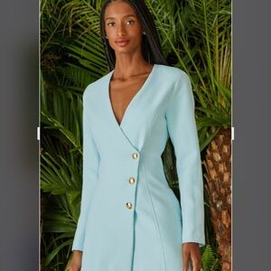 Chic Light Blue V-Neck Mini Dress